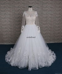 Goreous france lace A-line wedding dress with long  sleeve