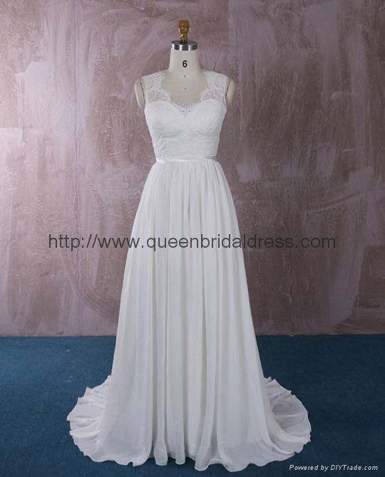 Unique lace chiffon wedding dress