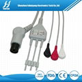Mindray 6pin 3leads snap AHA ECG cable with leads 