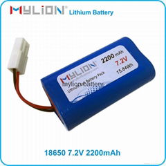 Rechargeable Lithium Battery For Led or Solar Lighting 18650 2200mah 7.2V