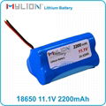 Rechargeable Lithium Battery For LED Light Solar Light 18650 2200mah 10.8V 1