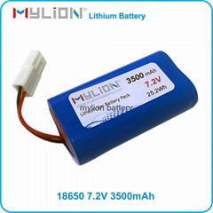 Mylion Rechargeable 18650 lithium battery 7.2v 3.5ah For Toy RC Model Power