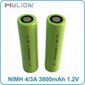 high quality rechargeable nimh 1.2v 4/3A 3800mah nimh Battery 1