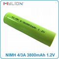 high quality rechargeable nimh 1.2v 4/3A 3800mah nimh Battery 3