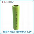 high quality rechargeable nimh 1.2v 4/3A 3800mah nimh Battery 4