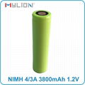 high quality rechargeable nimh 1.2v 4/3A 3800mah nimh Battery 6