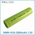 high quality rechargeable nimh 1.2v 4/3A 3800mah nimh Battery 7