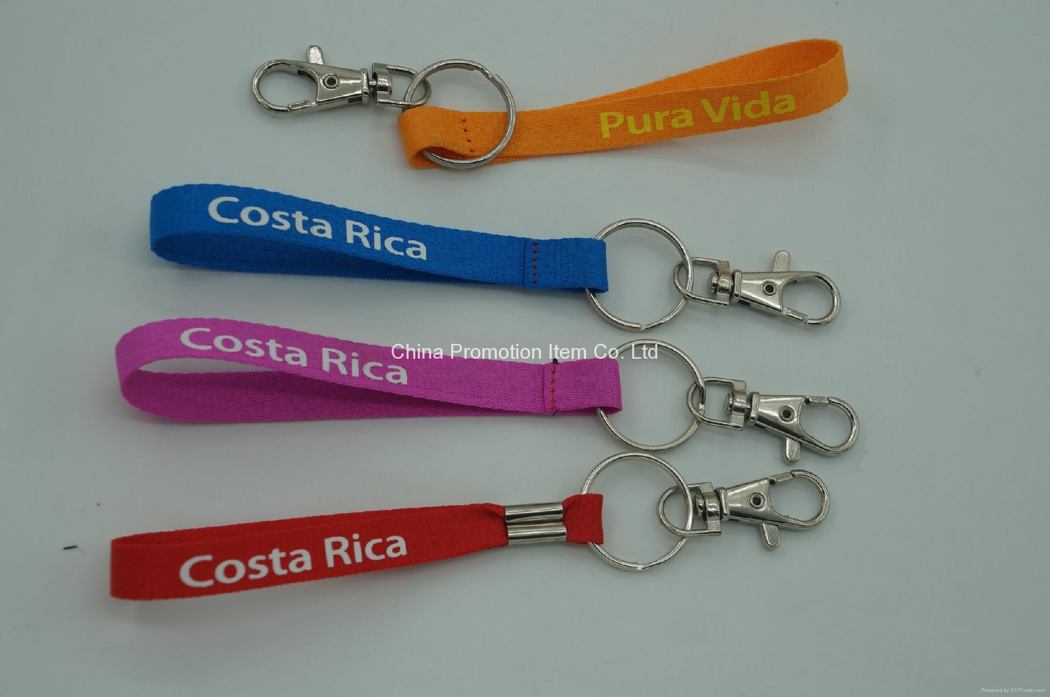 Custom polyester different colors short lanyard keychain 2