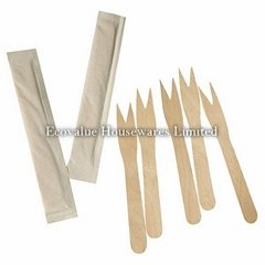 Individually Wrapped Wooden Chip Fork