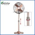 Calinfor 16" antique brass round base height ajustable metal stand fan
