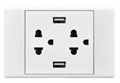 DOUBLE THAILAND 3 POLE SOCKET 2 GANG 2.1A USB SOCKET