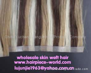 skin weft PU weft seamless hair invisible hair extension hand-made weft remyhair 5