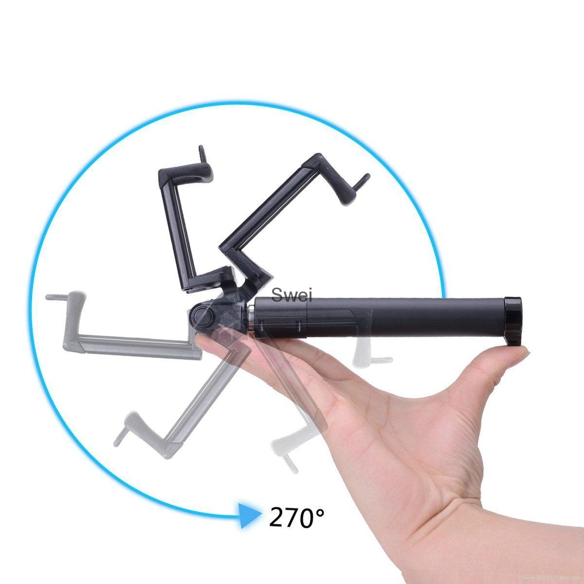 One-piece Foldable Design Selfie Stick W/ Built-in Bluetooth Shutter Remote 4