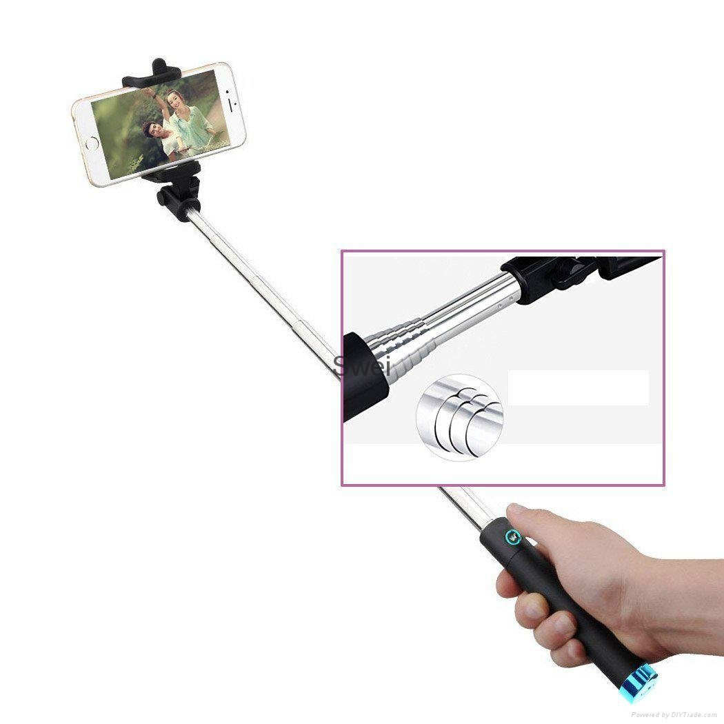 One-piece Foldable Design Selfie Stick W/ Built-in Bluetooth Shutter Remote 5