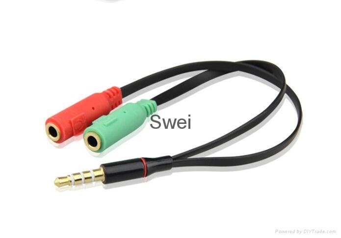 Universal 3.5mm Male to Female Headphone Audio/Mic Splitter Cable  2