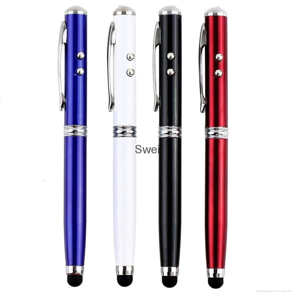 4in1 Red Pointer LED Flashlight Ballpoint Pen Light Torch Beam Lamp With CaseCNH 