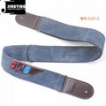 Vintage Denim Straps Leather Head Electric Guitar Straps with Guitar Pick Bags