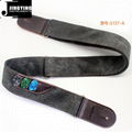 Vintage Denim Straps Leather Head Electric Guitar Straps with Guitar Pick Bags