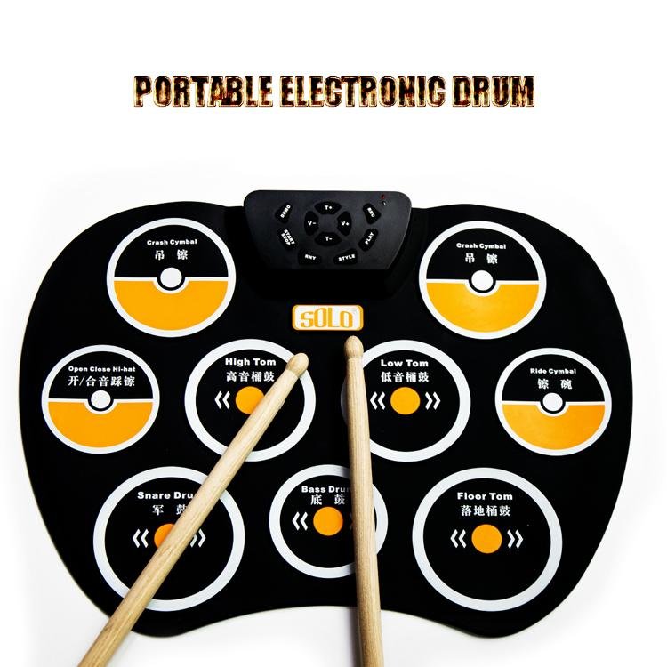 Highly Elastic Silicone Portable Electronic Drum,Hand Scroll Drum