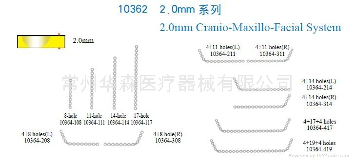 2.0mm 微型頜面接骨板系列--骨科植入物、純鈦、創傷、Mini 4