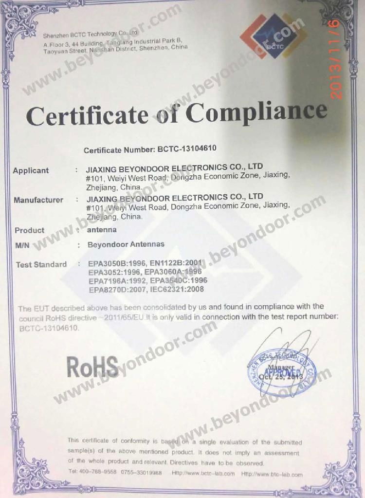 ROHS Certificate