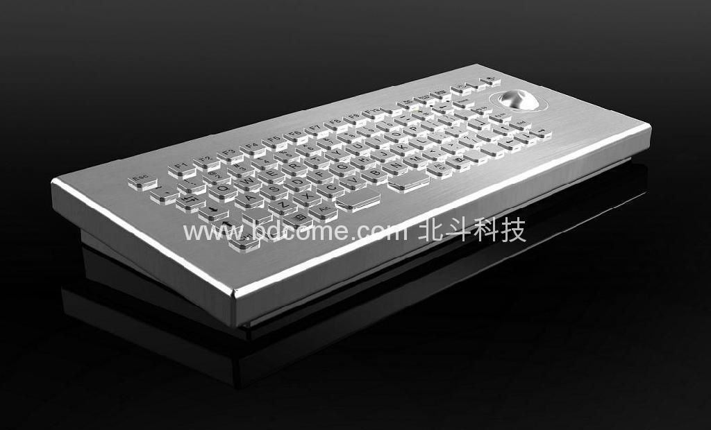 桌面使用型不锈钢金属工业键盘带轨迹球KB6K