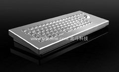 桌面使用型不鏽鋼金屬工業鍵盤帶軌跡球KB6K