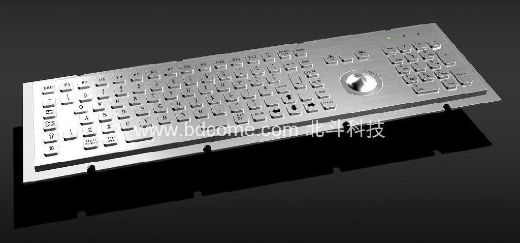 不锈钢金属工业键盘带轨迹球或触摸板KB6H