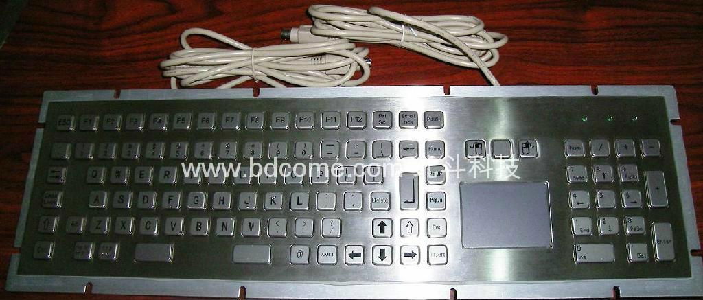 Industrial Stainless Steel Metal Kiosk Keyboard with Trackball or Touchpad KB6H 2