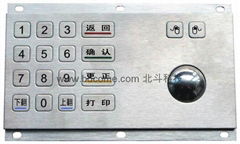 Industrial Stainless Steel Metal Kiosk Keypad with trackball KB16A