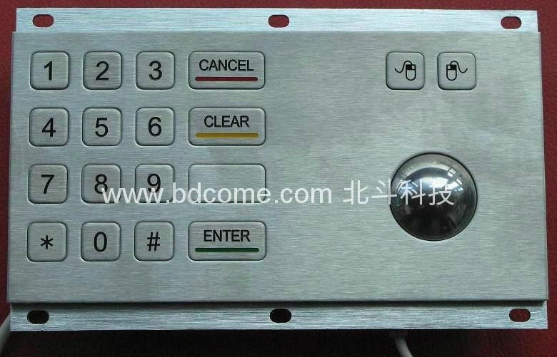 Industrial Stainless Steel Metal Kiosk Keypad with trackball KB16A 2