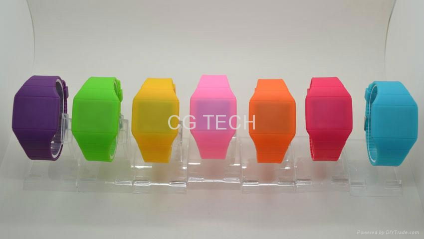 Ultra thin Plastic Hand Touch Screen LED red light wristwatch watch watches 2