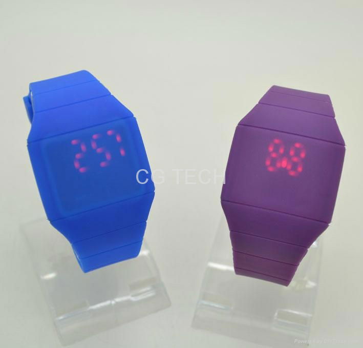 Ultra thin Plastic Hand Touch Screen LED red light wristwatch watch watches