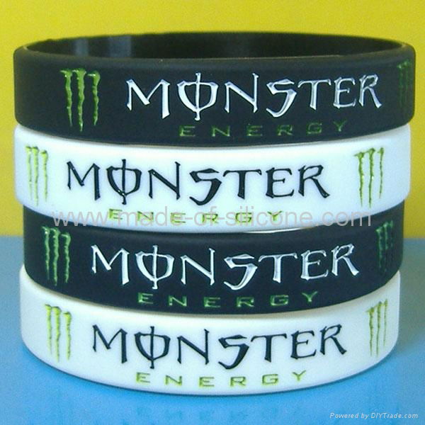 12mm Solid Color Debossed Ink  Filled Silicone Wristbands 4