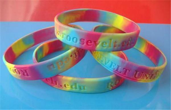 12mm  Ink  Filled Rainbow Silicone Wristbands 4