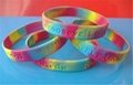 12mm  Ink  Filled Rainbow Silicone Wristbands