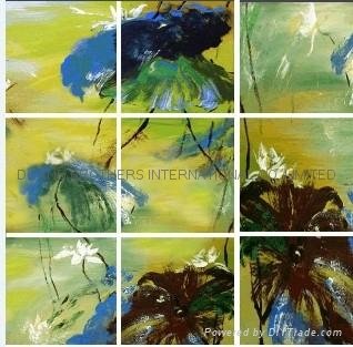 100% handmade abstract group oil painting - Lotus 18pcs/set  each one 100x100cm 3