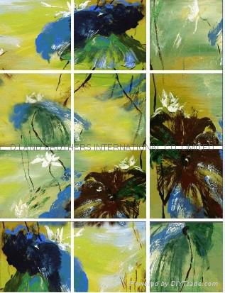 100% handmade abstract group oil painting - Lotus 18pcs/set  each one 100x100cm 4