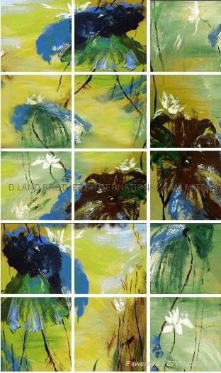 100% handmade abstract group oil painting - Lotus 18pcs/set  each one 100x100cm 5