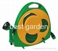 flat hose reel. The hose1/2"*15m. Include four pattern garden nozzle and connect