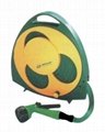 flat hose reel. The hose1/2"*15m. Include four pattern garden nozzle and connect