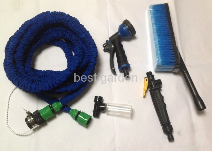 x hose with  hose nozzle and car wash brush  3