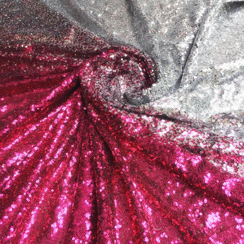 Width 130CM Gradient Sequins Fabric Rose Gold Black Red DIY Sparkly Fabric 