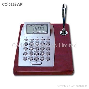 LCD Calendar Calculator On Wooden Base