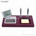 Wood Base Desk Perpedual Calendar w/ World Clock Calculator 1