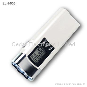 LED Torch Light with LCD Clock and Compass 2