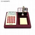 Wood Base Desk Perpedual Calendar w/ World Clock Calculator 3