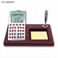 Wood Base Desk Perpedual Calendar w/ World Clock Calculator 4