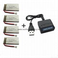 4 pcs 3.7V High Capacity 1200mah battery 4 in 1 charger for Syma X5C 