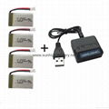 4 x Spare 3.7V 650mAh Batteries + 4 in1 Charger For Syma X5 X5C X5SC X5SW Drone